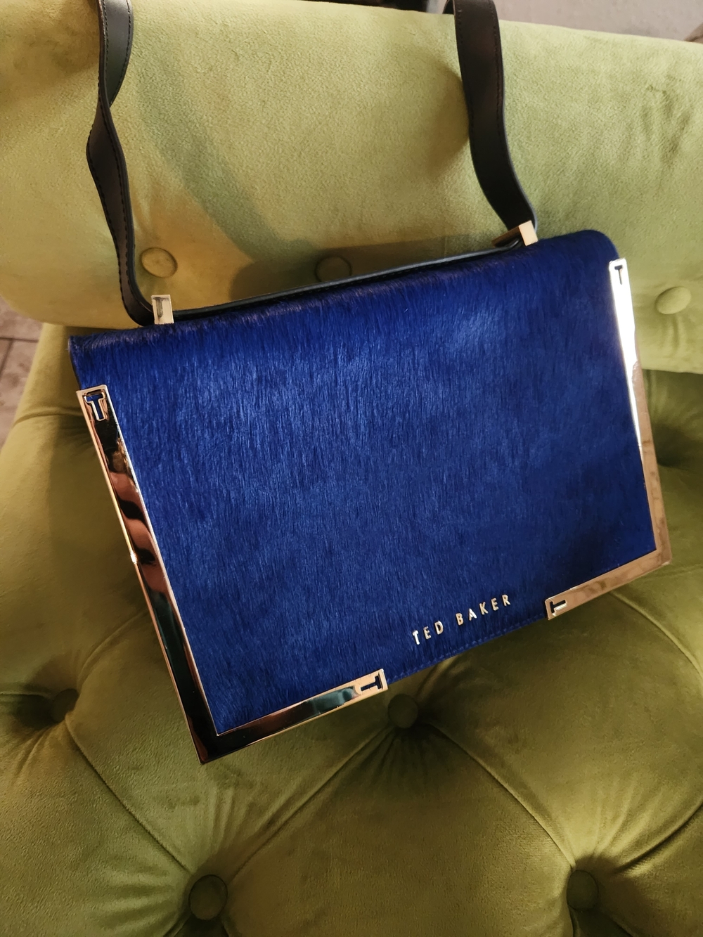 Ted Baker Blue Shoulder Bag with Gold Trim